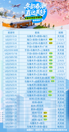 2025年冬航季 烏魯木齊航空航線網絡煥新，織密區(qū)域空中通道